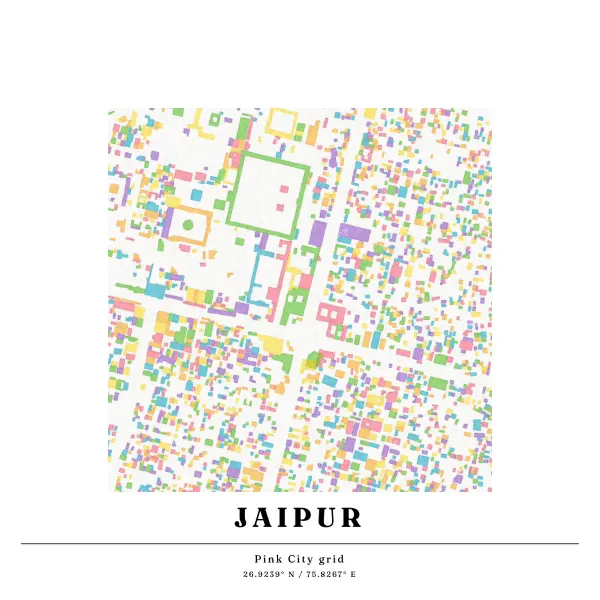 The mapalette “The Pink City, in blocks”