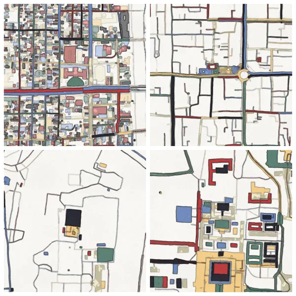 The mapalette “Kyoto, lines and blocks”