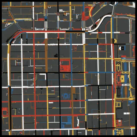 The Loop, in Pollock’s colours printed on a t-shirt