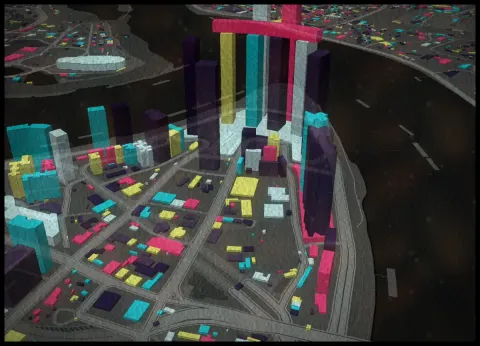 Preview of Chongqing, blocks lit