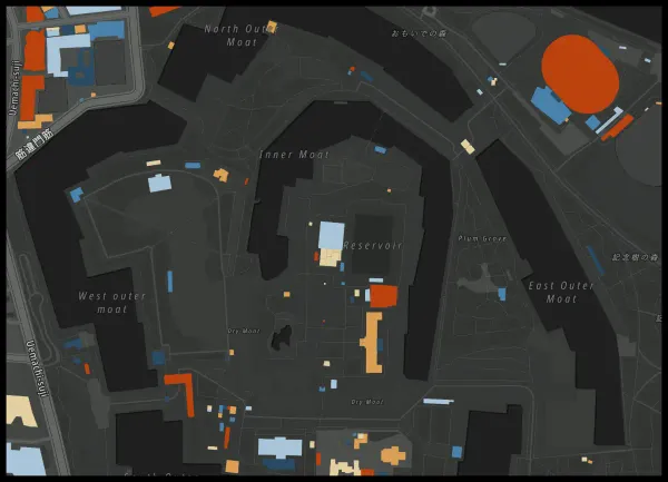 The mapalette “Osaka, blocks inked”