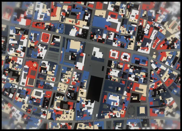 The mapalette “Bologna, in blocks”