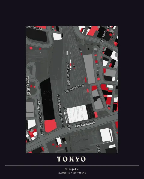Preview of Shinjuku, blocks in ink