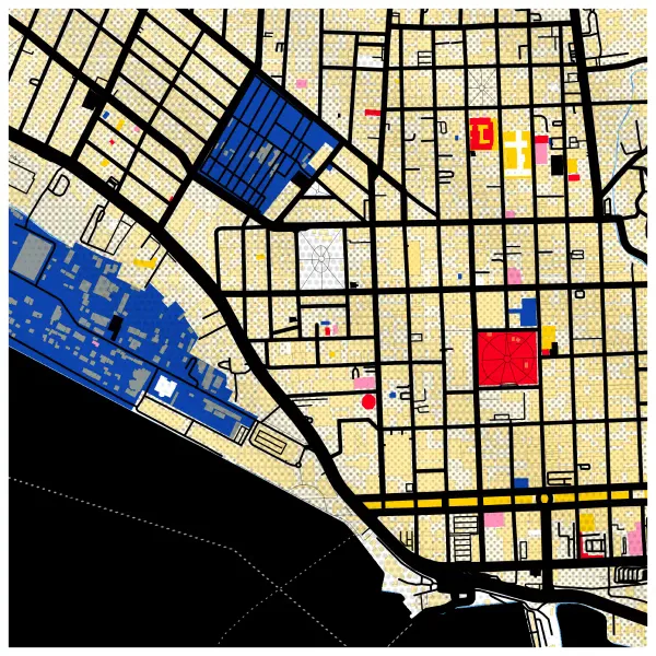 The mapalette “Port of Spain, inked”