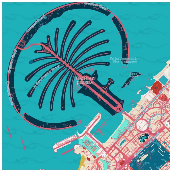 The mapalette “Palm Jumeirah, reef colour”
