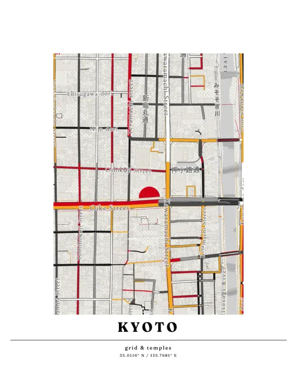 The mapalette “Kyoto in ink wash”