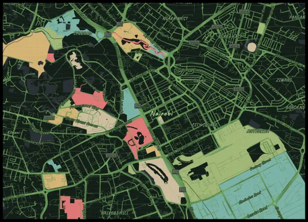 The mapalette “Nairobi in moss”