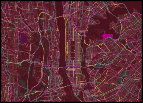 Manhattan in claret, painted in Mapalette