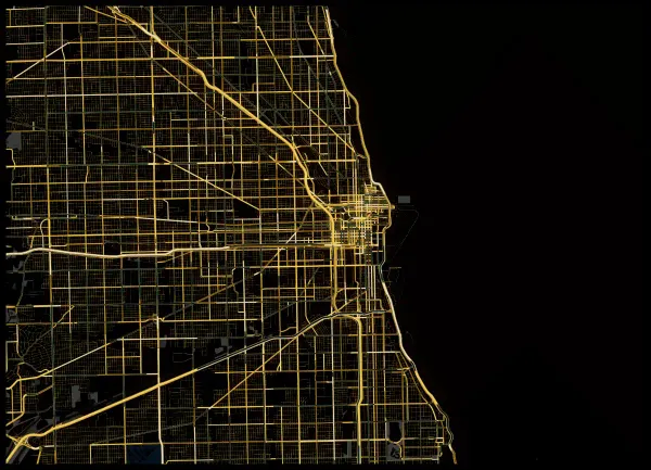 The mapalette “The lakefront in gold leaf”