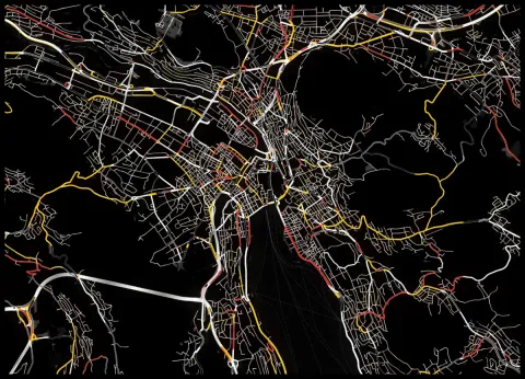 Zürich, white on black, painted in Mapalette