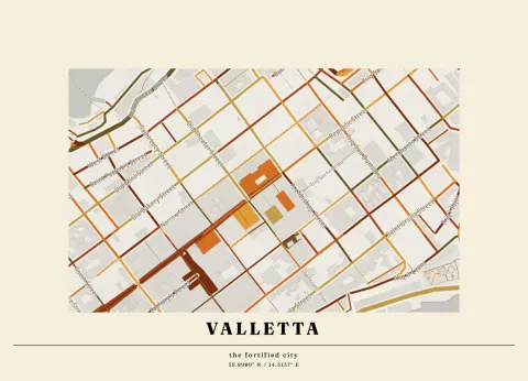 Preview of Valletta, streets inked