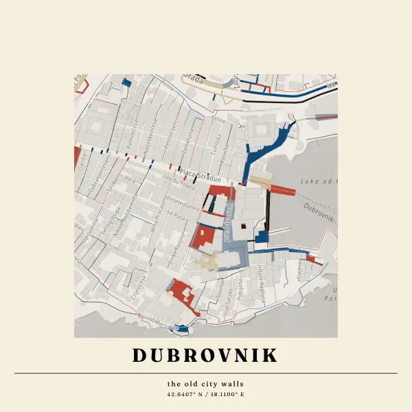 The mapalette “Dubrovnik, streets inked”