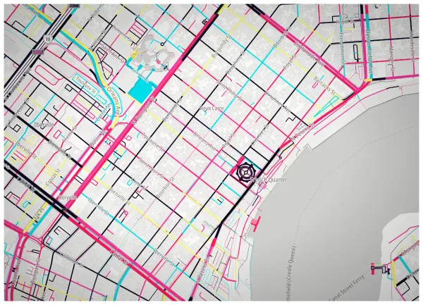 The mapalette “Drive, streets only”