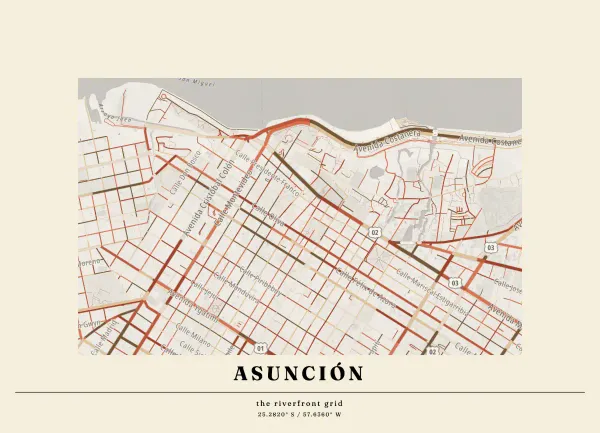 The mapalette “Asuncion, streets inked”