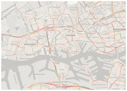Preview of Rotterdam, streets in coral