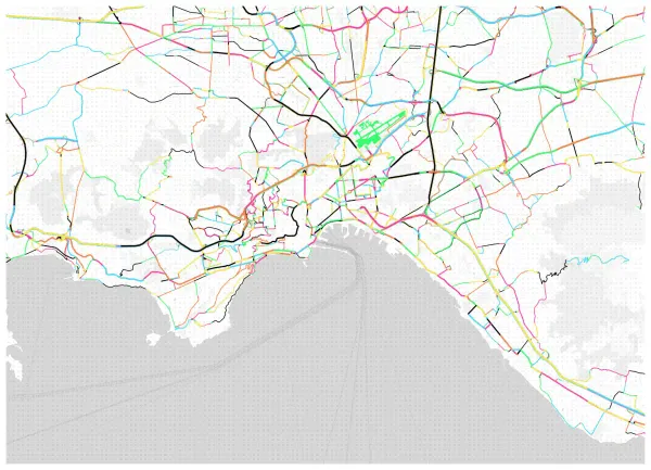 The mapalette “Naples, streets in eighties colour”