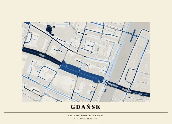 The mapalette “Gdańsk, streets inked”