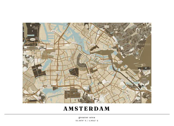 The mapalette “Amsterdam, hand-tinted”