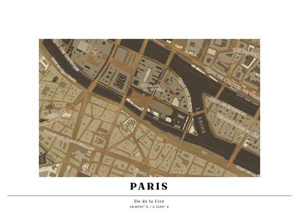 The mapalette “Île de la Cité, atlas plate”