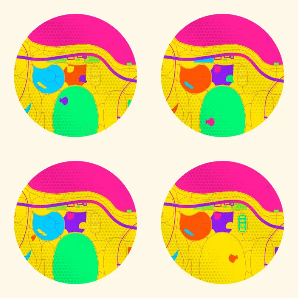 The mapalette “Warhol’s park, four times”