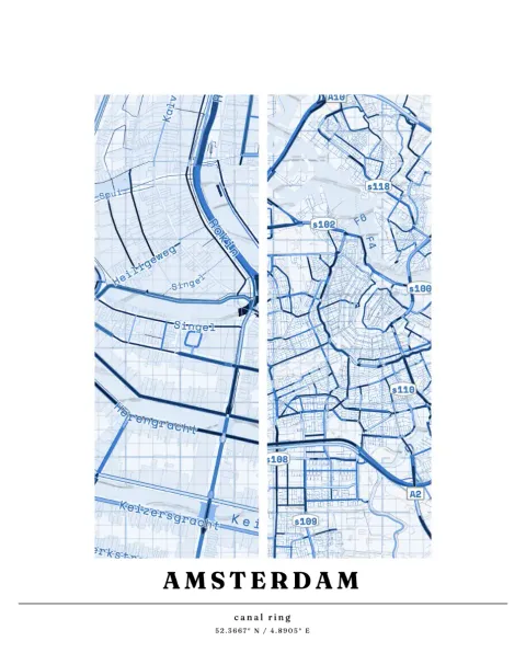 Preview of Amsterdam, whiteprint